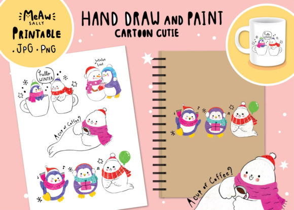 Adorable Winter Charm: Cartoon Cute Animal Winter Printable