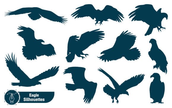 Animal Bird Eagle Silhouettes: Versatile Vector Graphics for Bold Design