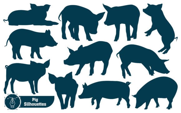 Animal Pig Silhouettes: A Versatile Design Asset