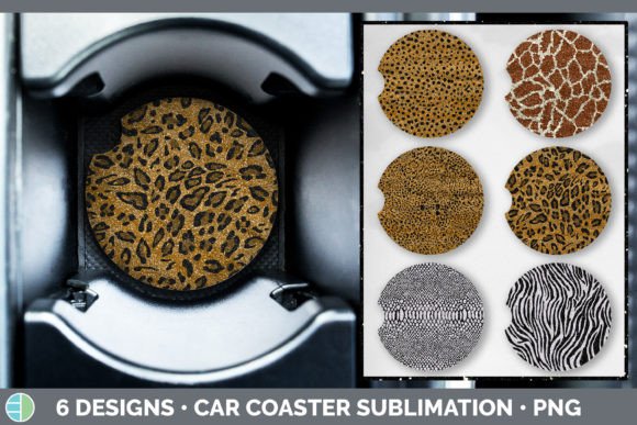Animal Print Car Coaster | Glitter Subli: Wild Style for Your Drive
