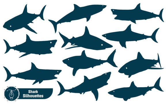 Animal Shark Silhouettes: Bold Graphics for Impactful Design