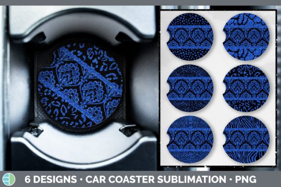 Blue Damask Car Coaster: The Glitter Animal Design Bundle