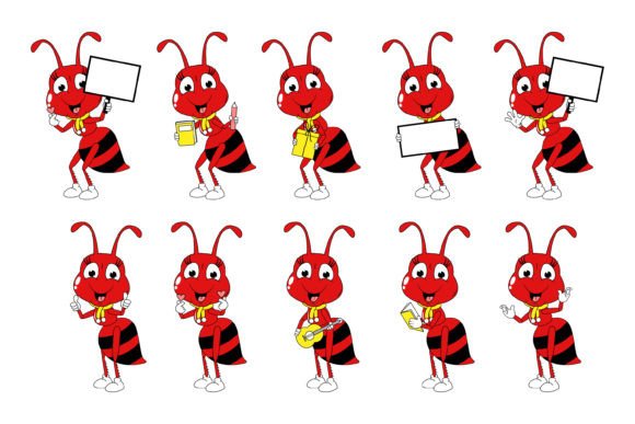 Cute Ant Animal Cartoon Graphic: A Playful Design Asset