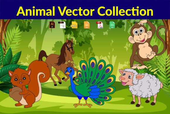 Set of Five Cartoon Animal (Vol-2): A Playful Design Asset Pack