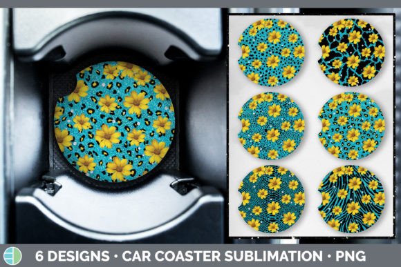 Teal Animal Print Car Coaster: A Fresh Take on Bold Design Assets