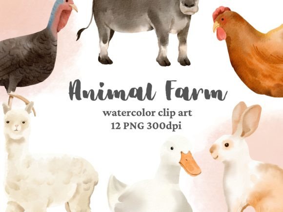 Watercolor Animal Farm Clip Art: Your Creative Toolkit