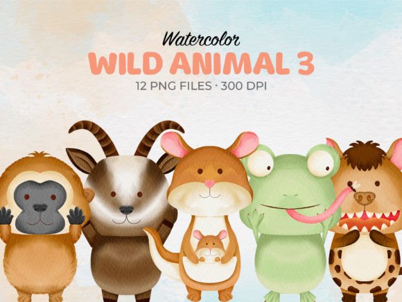 Watercolor Cute Wild Animal 3 Clipart: A Designer's Asset